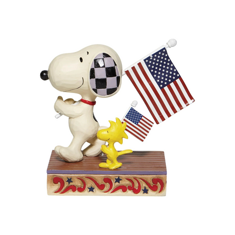 Jim Shore Snoopy/Woodstock with Flags