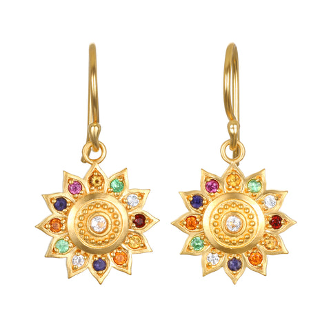 Satya Vibrant Self Multi Stone Lotus Earrings