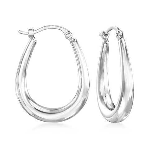 Ross-Simons 14k White Gold Tapered Hoop Earrings