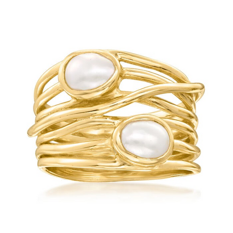 Ross-Simons 5x7mm Cultured Semi-Baroque Pearl Highway Ring