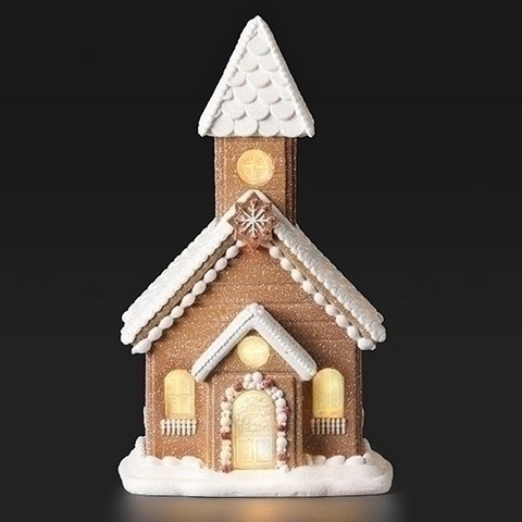 15" H Lighted Gingerbread Church for Just Jill