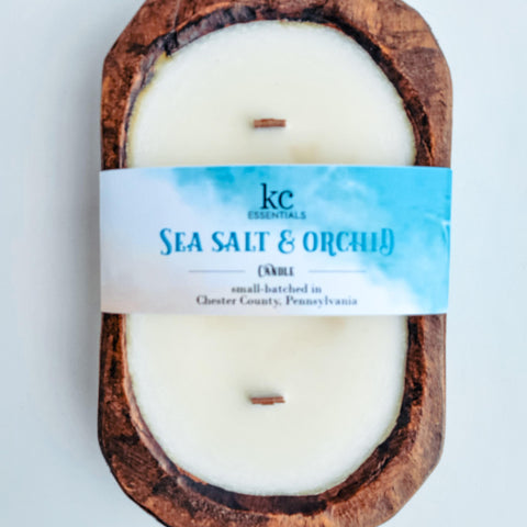 kc Essentials Sea Salt and Orchid Rustic Dough Bowl Candle