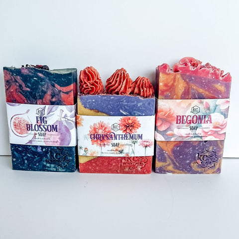 kc Essentials Set of 3 Artisan Crafted Floral Bath Soaps