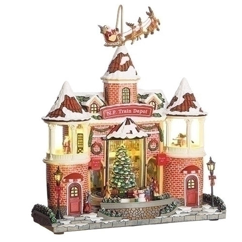 14.25" H Musical LED House w/Rotating Santa and Tree for Just Jill