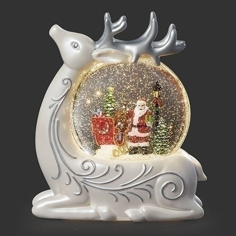 Lighted Swirl Deer w/ Santa and Sleigh in Globe for Just Jill