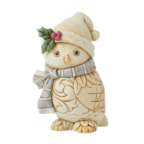 Jim Shore White Woodland Owl w/ Scarf