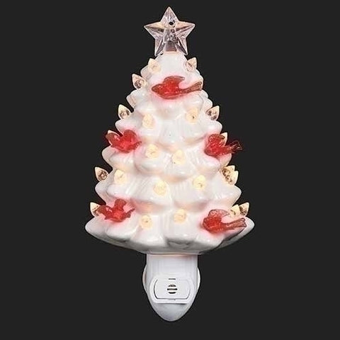6" White Tree Night Light with Cardinals for Just Jill