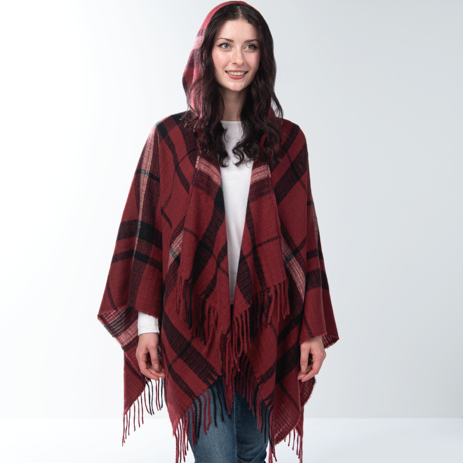 The Perfect Fall Plaid Hooded Wrap for Just Jill