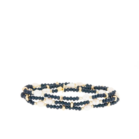 Marlyn Schiff Crystal Beaded Pearl Wrap Bracelet/Necklace