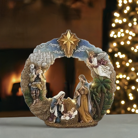 17" H Lighted Nativity Wreath for Just Jill