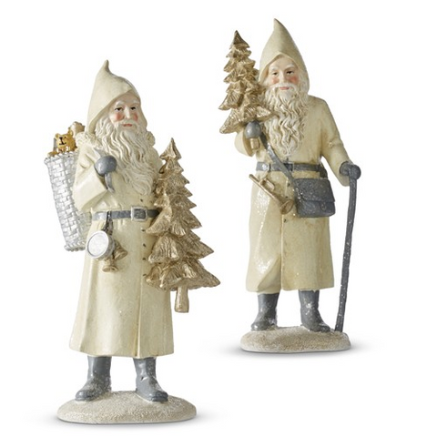 Set of 2 Glittered Winter Woodland Santas for Just Jill