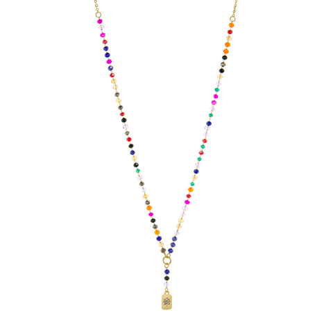 Marlyn Schiff Crystal Beaded Y Necklace with Starburst Pendant