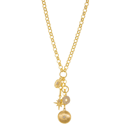 gold brass initial charm ball bracelet – Marlyn Schiff, LLC
