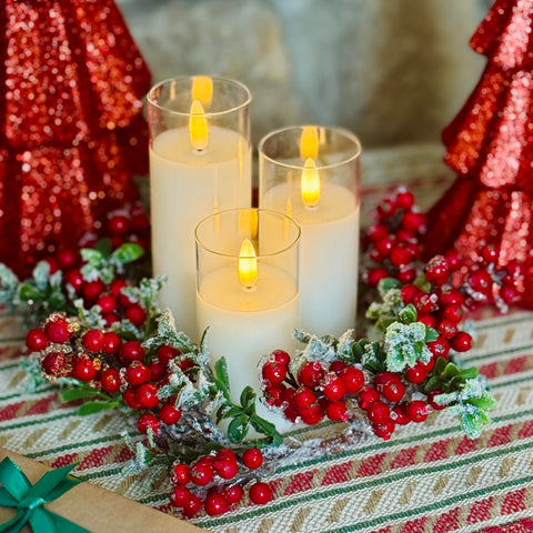 Iced Berry Boxwood Candle Ring for Just Jill