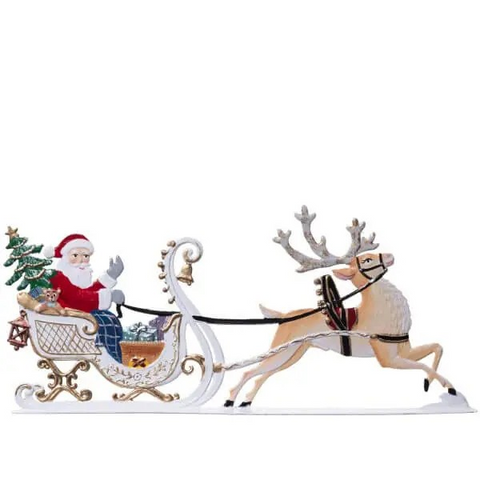 Santa in Sleigh Hand Painted German Pewter Figurine