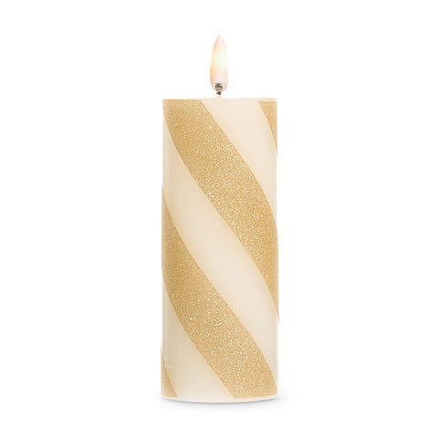 Set of 2 5" Petite Stripe Flameless Pillar Candles for Just Jill