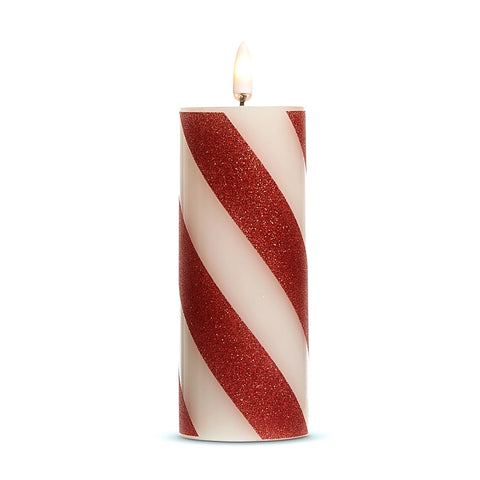 Set of 2 5" Petite Stripe Flameless Pillar Candles for Just Jill