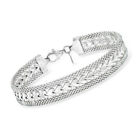 Ross-Simons Italian Sterling Silver Heart Motif Bracelet