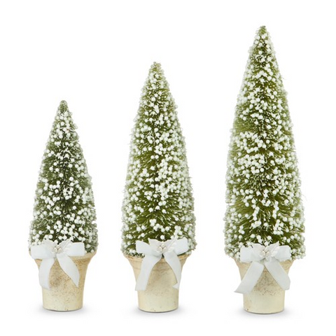 Set of 3 Large Snowy Bottle Brush Trees for Just Jill