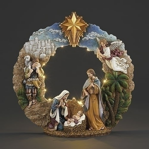 17" H Lighted Nativity Wreath for Just Jill