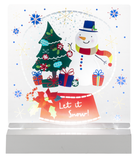 LED Light Up Snowman w/Tree Tabletop Figurine