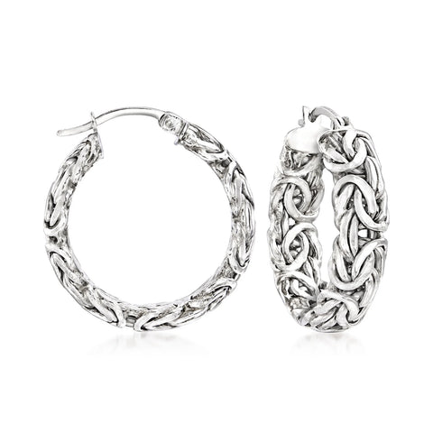 Ross-Simons 1" Sterling Silver Byzantine Style Hoop Earrings