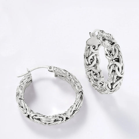 Ross-Simons 1" Sterling Silver Byzantine Style Hoop Earrings