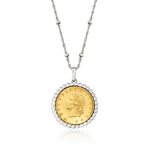 Ross-Simons 18" Italian 20-Lira Coin Pendant