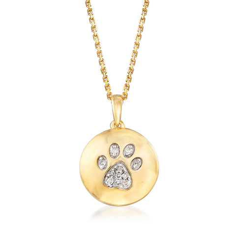 Ross Simons Diamond Accent Dog Paw Print Necklace