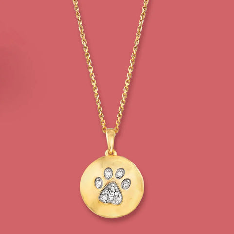 Ross Simons Diamond Accent Dog Paw Print Necklace