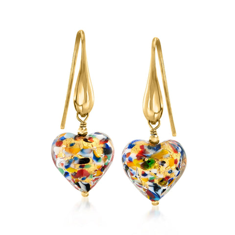 Ross-Simons Multicolored Murano Heart Earrings