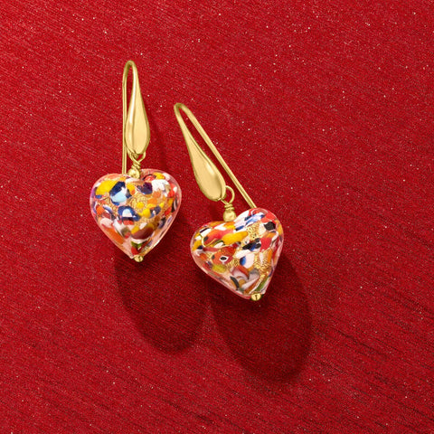 Ross-Simons Multicolored Murano Heart Earrings