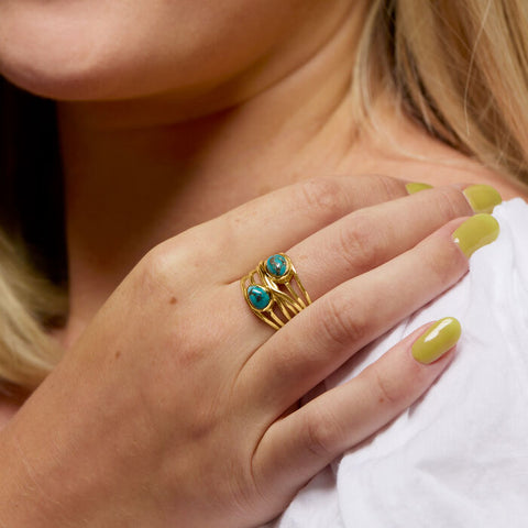 Ross-Simons Highway Turquoise Ring 18K Gold over Sterling