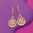 Ross-Simons Italian 14K Yellow Gold Openwork Floral Lace Teardrop Earrings