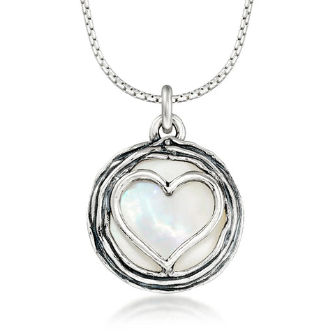 Ross-Simons Mother-of-Pearl Heart Overlay Necklace