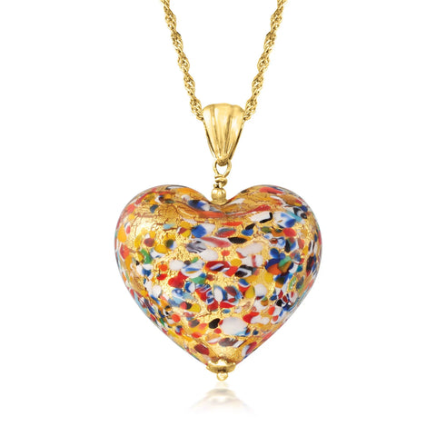 Ross-Simons Multicolored Murano Heart Necklace