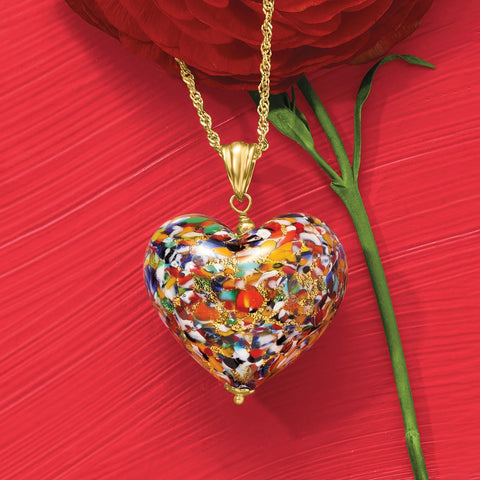 Ross-Simons Multicolored Murano Heart Necklace