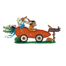 Load image into Gallery viewer, Bunny in a Carrot Racer Hand Painted German Pewter Figurine
