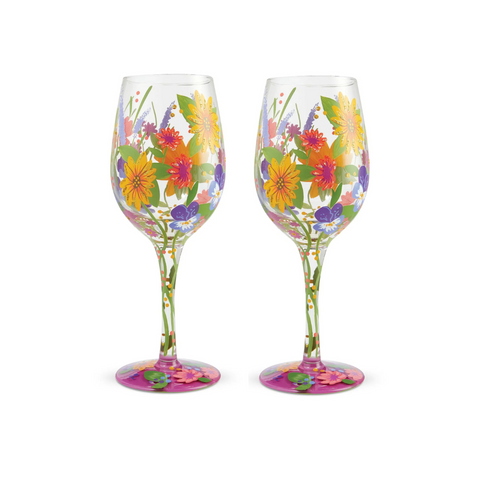 Lolita Wine in the Garden Hand-Painted Artisan Wine Glass