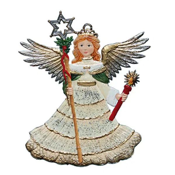 Radiant Angel German Hand Painted Pewter Ornament