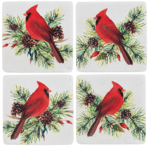 Cardinal Set of 4 Coasters for Just Jill