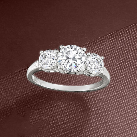 Ross-Simons Sterling Silver 2.25 ct. t.w. Moissanite Three-Stone Ring