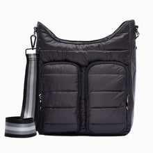 Load image into Gallery viewer, WanderFull Black Matte Crossbody HydroDouble Bag with Stripe Strap
