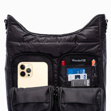 Load image into Gallery viewer, WanderFull Black Matte Crossbody HydroDouble Bag with Stripe Strap
