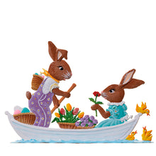 Load image into Gallery viewer, Bunny Couple in a Boat Hand Painted German Pewter Figurine

