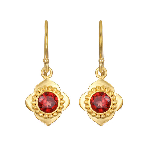 Satya Strong Heart Garnet Drop Earrings