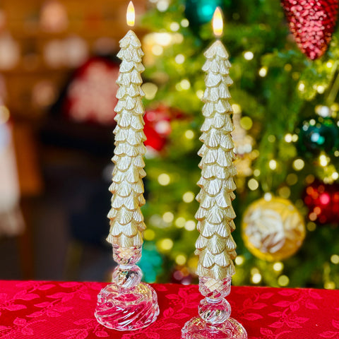 Set of 2 Flameless Christmas Tree Tapered Candles-BOGO OFFER