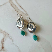 Load image into Gallery viewer, Southwest Sterling Silver Scalloped Concha Gemstone Earrings

