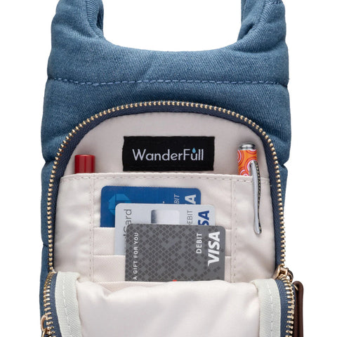 WanderFull Denim HydroBag with Vegan Leather Strap