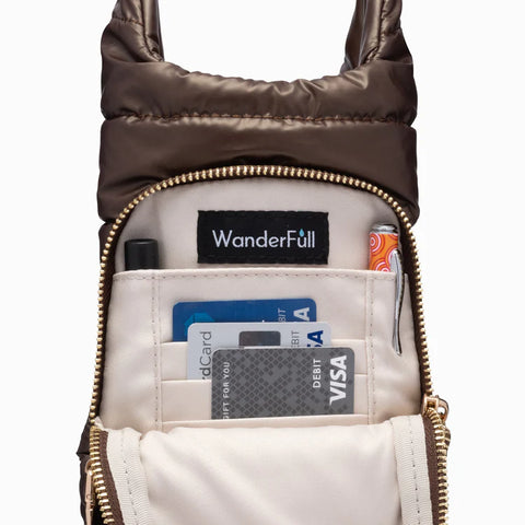 WanderFull HydroBag Chocolate Brown Shiny with Dark Patterned Strap-10/15 ship